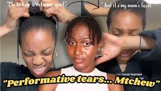 Lady goes viral again for FAKE crying about her 4C Natural Hair..What an Act!!