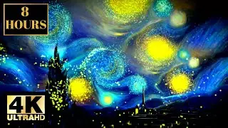 Vincent Van Gogh Starry Night Moving 3D Animation Wallpaper Screensaver Background With Music 4K