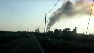 Smoke trail from barn fire in Lititz PA, Tue. Aug. 25 2009
