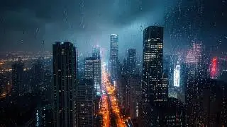 Rain Music for Sleeping - City Scape Sleep Sounds - Sleepy Ambient Music - Gentle Thunderstorm Relax