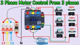 3 Phase Motor Control from 3 Place || How to Operate Motor From Multiple Places @MianElectric