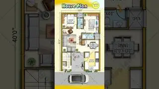 28'&times;40' house plan with porch, 2 options for living room, 28*40 house design #houseplan #housedesign
