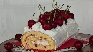 Ванильный рулет с вишневой начинкой | ДОМАШНИЙ
