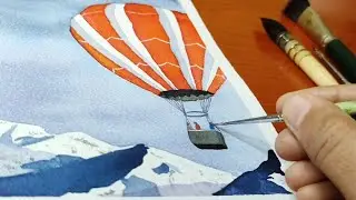 Hot Air Balloon In Watercolour | Easy Painting🎨 | The Frame Journey