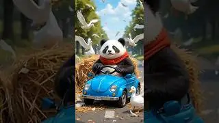 Chubby Panda on the Road: A Journey of Fun and Mishaps 🚔 ||Chubby Panda Chef's||#shortvideo#panda#1m