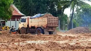 Full time Most Excited New Activities Landfilling Heavy Machines Working Bulldozer Pushing Soil