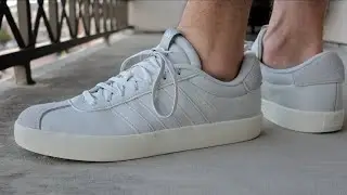 New Adidas VL Court 3.0 gray unboxing and sockless try-on