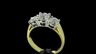 18 ct Yellow Gold 3 Cluster Starburst Ring