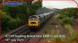 47749 hauling brand new EMR Class 810 through Swinton - 14th July