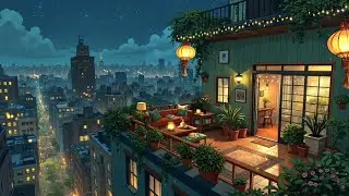 Midnight Balcony in Tokyo 🌃 Nostalgic Lofi Hip Hop for Sleep & Study ~ Soft Japanese Lofi Ambience