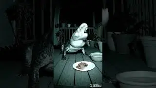 Crocodile eating on camera #aivideo #funnyai #pepperchallenge #spicyfood #hotwings #raccoon
