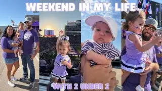 family weekend vlog 💜 road trip with 2 under 2, tailgate snacks, annual ksu football game, mom vlog