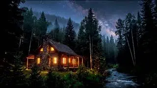 Night Sounds for Deep Sleep 🌌 Crickets, Flowing Creek, Owl & Distant Wolf | Peaceful Forest Ambience