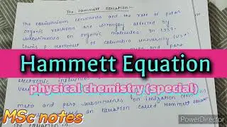 Hammett Equation| physical chemistry notes| MSc notes| Physical special paper