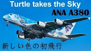 FLYING HONU - 1st ANA A380 Flight in Full TURTLE Livery at Airbus Plant Hamburg