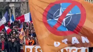 Protest in Paris, France today against NATO