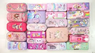 pink unicorn stationery collection 😁 geometry,unicorn girl,pencil box,sharpener,eraser,pouch