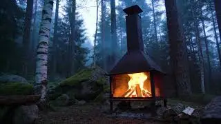 🔥 Fireplace in the Woods 4K (10 HOURS) &ndash; Relaxing Outdoor Fire &  Dark Nature Ambience