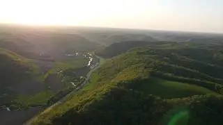 Aerial View of the Scenic Beauty of the Driftless Region at Approaching Dusk