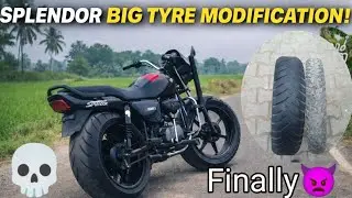 Splendor Big Tyre Modification 😈 |Splendor Mein Big Tyre Lagaya 😱 | #viral #tranding #viralvideo 