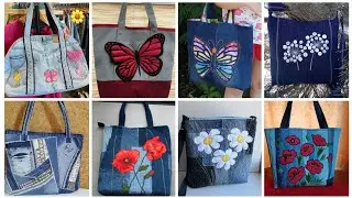 Latest recycled old jeans best denim jeans bags ideas 
