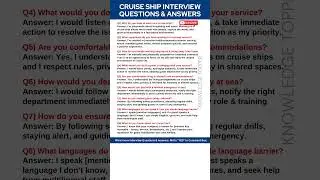 Cruise Ship Interview Questions and Answers | Cruise Ship Job Interview Questions and Answers