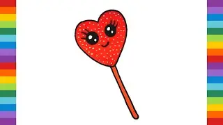 Lollipop drawing 🍭 Cute drawing  🍭  Candy drawing  🍭 Heart drawing easy