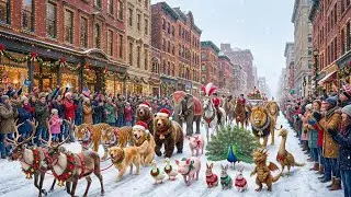 Amazing Christmas Animal Parade | Giant Herds, Snowy Streets & Happy Crowds