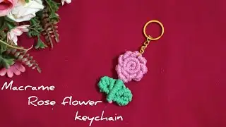 Diy Macrame Rose Flower keychain tutorial🌹 Step by step for beginners🌹Boho Style #macramekeychain 