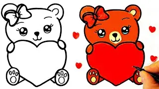 Kalp Tutan Sevimli Ayıcık Çizimi 💖 Ayıcık Çizimleri - How To Draw a Cute Teddy Bear - Bear drawing