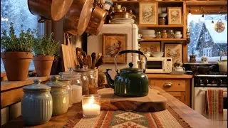 Cozy Vintage Kitchen Winter Ambience ❄️☕ | Warm Tea, Soft Light & Quiet Snow 