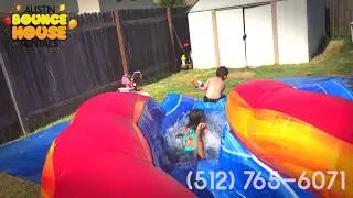 Austin Bounce House Rentals - Fire'n Ice Dual Lane Water Slide with Pool Rental!
