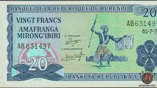 🇧🇮 Burundi 20 Francs 1973  P 21 b &ldquo;AB&rdquo; Prefix  Crisp Gem UNC