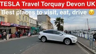 TESLA MODEL 3 Long Range Road Trip Torquay Devon UK Staycation best places to Eat Visit, Drive Part2