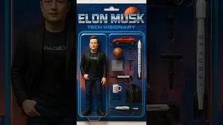 action figure blister pack featuring a highly detailed 3D-printed Elon Musk #elonmusk #3d #shorts