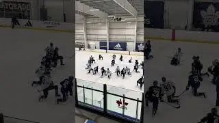 Toronto Maple Leafs warming up at practice today