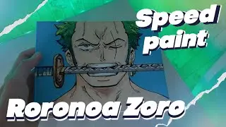 Рисую Зоро из аниме "One piece" акриловыми маркерами Posco на холсте/Speed paint Roronoa Zoro