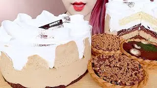 ASMR COFFEE CREAM CAKE, CHOCOLATE TART MUKBANG 아인슈페너 케이크, 초코타르트 먹방 eating sounds