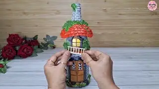 A very beautiful and amazing bottle craft for home decor | bottle art | bottle house | Crafty hands