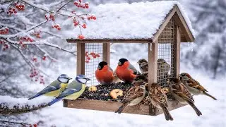 Winter Bird Feeder ❄️ LIVE 24/7 | Titmice & Sparrows | Cat TV &bull; Relax &bull; Sleep
