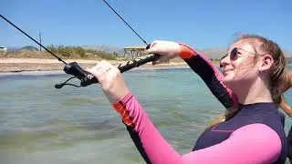 Eva kitesurfing lessons in Mallorca Pollensa Bay kite course in July