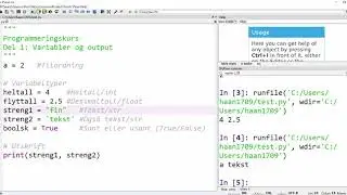 Programmering, del 1: Variabler og output