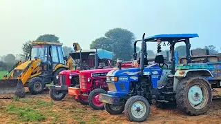 JCB 3dx ECO Xpert Loaded Mud in Trolley Tractors Stuck Mahindra 575 Eicher 380 Swaraj 855 Fe Kubota