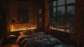 Open Window Blinds To Hear The Rain - Rainy Night In The City Lights Makes You Sleepy
