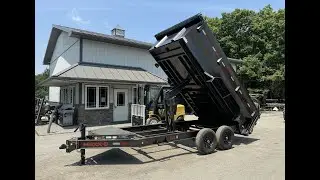 Maxxd 7x14 DJX Heavy Duty Low Profile Hydraulic Dump Trailer 3' Flair Sides 14000# GVW DJX8314-FLAIR