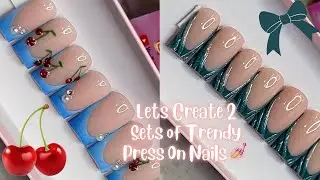 MAKING 2 EASY TRENDY PRESS ON NAIL SETS 💅🏼✨ HOW TO MAKE PRESS ON NAILS !