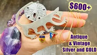 GOLD chain, WW2 Antique, Vintage Brands, Sterling Galore! Goodwill Bluebox MYSTERY Jewelry UNBOXING!