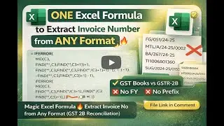 ONE Excel Formula to Extract Invoice Number from ANY Format | GST Books vs GSTR-2B
