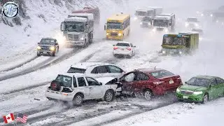 35 Shocking Icy Road Madness Caught on Camera - Extreme Snowstorm Crashes #3