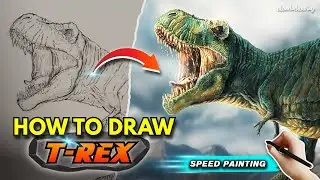 T-Rex Digital Speed Painting | From Sketch to Final Art